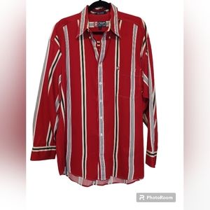 Vintage Chaps Ralph Lauren Men's Button Down L Red White & Black